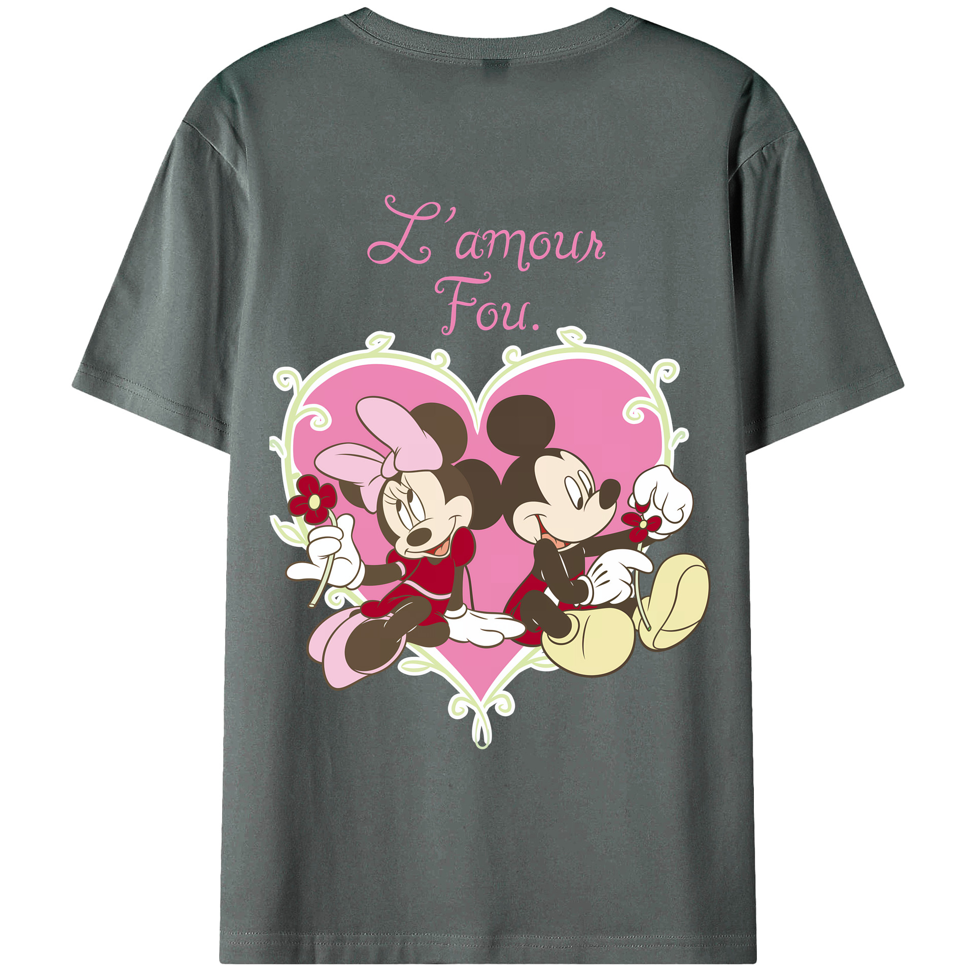 （画像用） ミッキーマウス Mickey Mouse 綿100％ メンズ半袖Tシャツ（バックプリント） 通気性